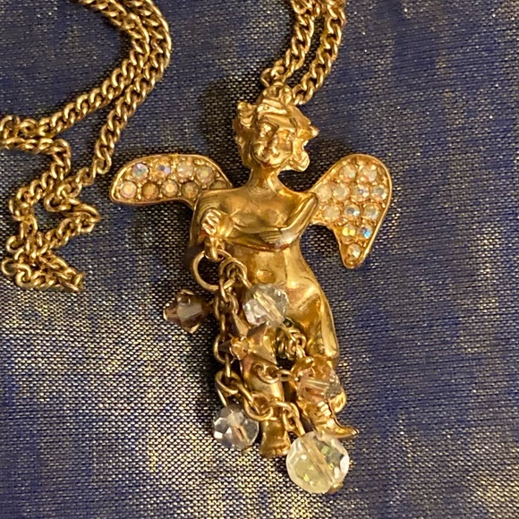 Kirks Folly Jewelry - Kirks Folly Angel, Rhinestones, & Charms Necklace